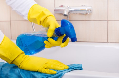 Clean kitchen surfaces during house cleaning