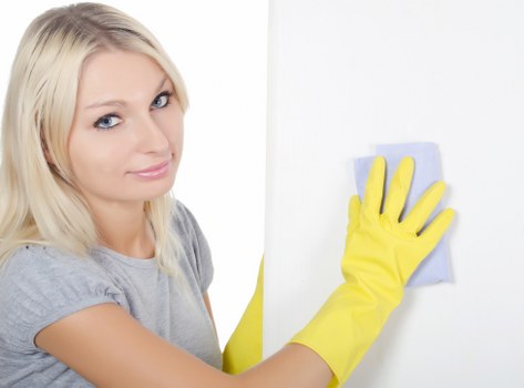 Cleaning team maintaining a corporate workspace